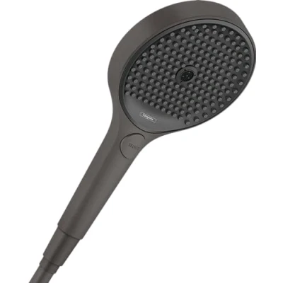 Image of hansgrohe Rainfinity Water Saving Shower Head 130 mm 3 Jet Types Brushed Black Chrome