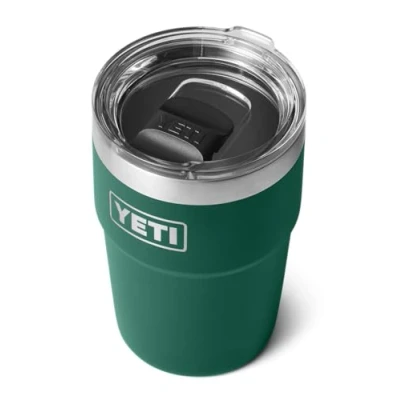 Image of YETI Rambler Cup, Vacuum Insulated Stainless Steel Stackable Cup with Magslider Lid, Black Forest Green, 16 oz (475 ml)