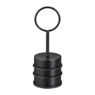 Image of Relaxdays Doorstop with Handle, Stainless Steel &amp; Rubber Rings, Door Buffer, No Slamming, Inside, HxØ: 20 x 7 cm, Black, 90% 10%