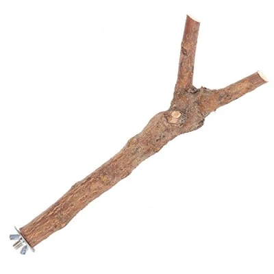 Image of Happy Pet Bird Branch Perch Medium Comfortable Adjustable Size Easy Installation Cage Accessory Natural Wooden Stand for Parrots Cockatiels Budgies