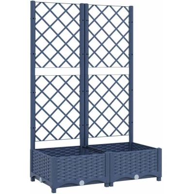 Image of vidaXL Garden Planter with Integrated Trellis Weather Resistant Dark Grey Polypropylene Outdoor Ready 80x40x121.5 cm
