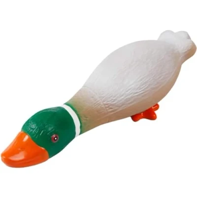 Image of MEISISLEY Rubber Chicken Dog Toy Pet Toys For Dogs Ball Interactive Chew Squeaky Large Latex white duck