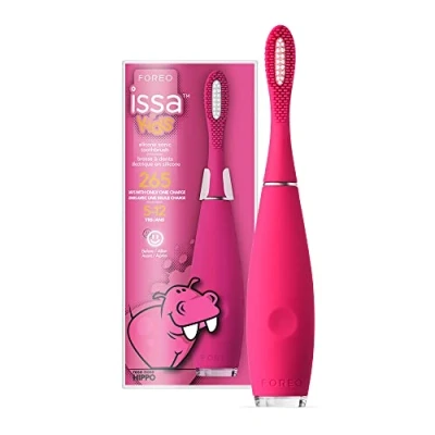 Image of Foreo ISSA Kids Silicone Sonic Toothbrush for Aged 5 to 12 Rose Nose Hippo