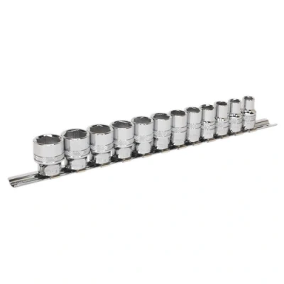 Image of Sealey Premier Socket Set 12pc 3/8&quot;Sq Drive Lock On™ 6pt Metric