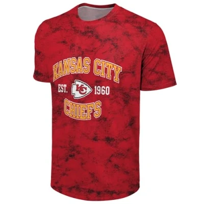 Image of FOCO NFL Men&#039;s Officially Licensed Established Wordmark Camo Performance Throwback Team Color Crewneck T Shirt, Kansas City Chiefs Red, L