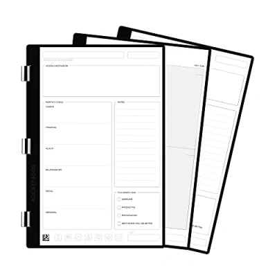 Image of Rocketbook Pro Planner Page Pack Scannable Pages for To Do Lists and Agendas Write, Scan, Erase, Reuse 20 Sheets Executive Size: 6 in x 8.8 in, White