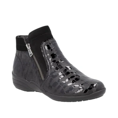 Image of Remonte Womens R7677 03 Leather Zip Up Boots (Black, UK Footwear Size System, Adult, Women, Numeric, Medium, 5)