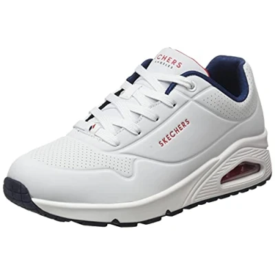Image of Skechers Women&#039;s Uno Stand on Air Sneaker, White Navy Red, 3 UK