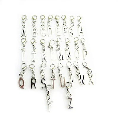 Image of jewelleryjoy Clip On A Z Alphabet Initial Letters Charms Pendant for Charm Bracelet Necklace in Organza Gift Bag(L)