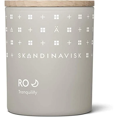 Image of Skandinavisk RO &#039;Tranquility&#039; Scented Candle. Fragrance Notes: Cut Grasses and Fallen Leaves, Cucumber Wild Violets. 200 g, Cool Grey