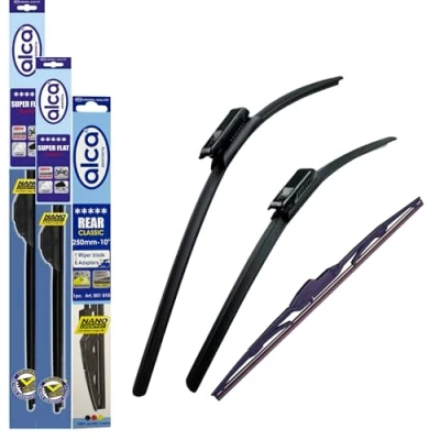 Image of Fits DS3 2010 onwards Set of 3 Windscreen Wiper Blades alca Germany Super Flat Front Rear 24&quot;16&quot;12&quot; ASF2416B12ARC