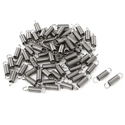 Image of sourcing map 0.4mmx3x12mm 304 Stainless Steel Dual Hook Small Tension Spring 66pcs
