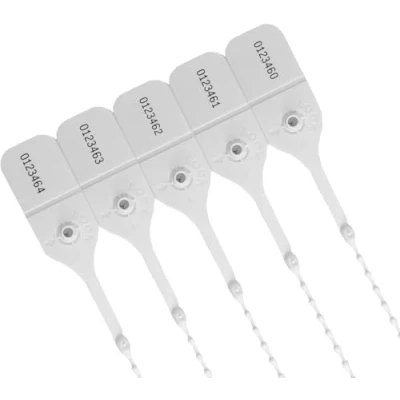 Image of 100 X White Security Tags Numbered Pull Ties Secure Anti Tamper Seals