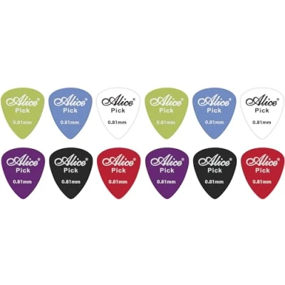 Image of 12 Assorted Matte Colour Nylon Guitar Picks (0.81 mm)