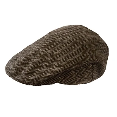 Image of TOSKATOK® Boys Girls Kids Tweed Flat Cap Brown HERR