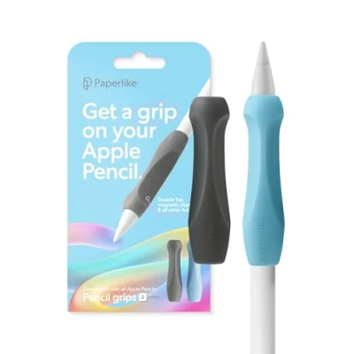 Image of PAPERLIKE V2 Pencil Grip Pack of 2, Blue &amp; Charcoal, Black,Blue