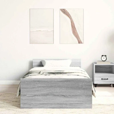 Image of vidaXL Bed Frame without Mattress Grey Sonoma 90x190 cm Single Engineered Wood