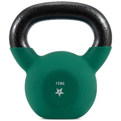 Image of Yes4All Kettlebell, 12KG Cast Iron, Neoprene Coated, Dark Green for Strength Training