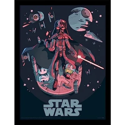 Image of Pyramid International Star Wars Poster in Frame (Darth Vader Illustration Design) Wall Art 30x40cm Frame, Gifts for Men, Women and Kids Official Merchandise