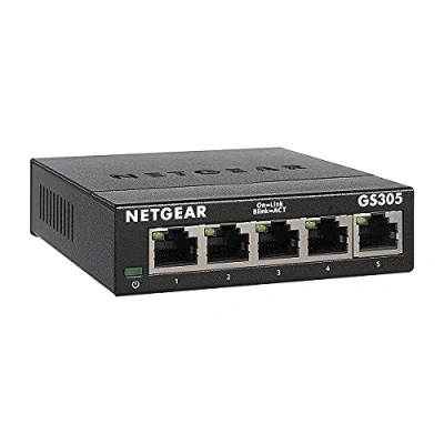 Image of NETGEAR 5 Port Gigabit Network Switch GS305 Ethernet Splitter Hub Plug and Play Silent Operation Desktop or Wall Mount