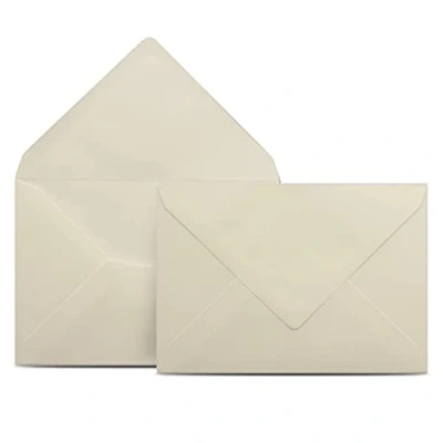 Image of COLOURS 4 YOU Envelopes, DIN C6, Cream, 11.4 x 16.2 cm, 90 g/m² Envelopes with Wet Glue, Pointed Flap, without Window, Pack of 75