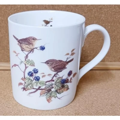 Image of Rainbow Decors Wren Birds Scene Mug Fine Bone China 400 ml 14 fl oz Large Balmoral Cup Hand Decorated in UK