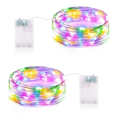 Image of Vacoulery Fairy Lights Battery with Timer, 3 Meters 30LED Operated String Copper Wire Light for Bedroom Jar Glasses Home Wedding Party Patio Lighting Decoration (2 Packs, Multicolor)