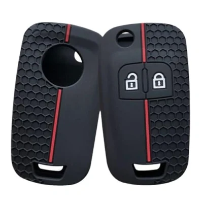 Image of Key Fob Cover Protector for Opel Vauxhall Buick Astra Insignia Vectra Chevro let Cruze Aveo Spark Captiva Orlando,2 Buttons Silicone Car Case (Red line)