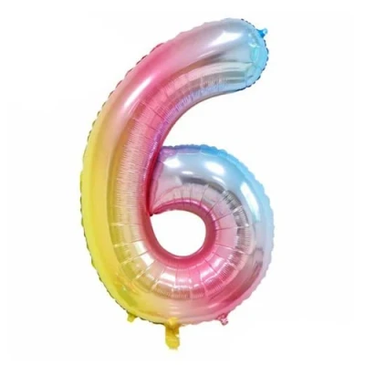 Image of Pastel Rainbow Number 6 Foil Balloon, 101cm (2 pack)