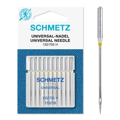 Image of Sewing Machine Needles Schmetz Universal (Regular), Pack of 10, Size: 110/18, Single Packet, Includes Large Needle Threader