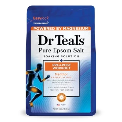 Image of Dr Teal&#039;s Pure Epsom Salt Soaking Solution Pre &amp; Post Workout with Magnesium Sulfate Menthol 1.36kg