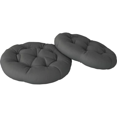 Image of Outsunny Outdoor Seat Cushions Set of 2 with UV Protected Cover, Thick Round Chair for Patio Furniture, Tufted Design Pads, 60 x cm, Dark Grey