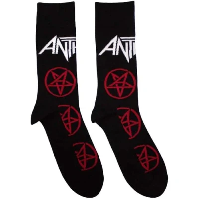 Image of Rock Off officially licensed products Anthrax Pentathrax Logo Pattern Ankle Socks Size UK 7 11, Black, 11