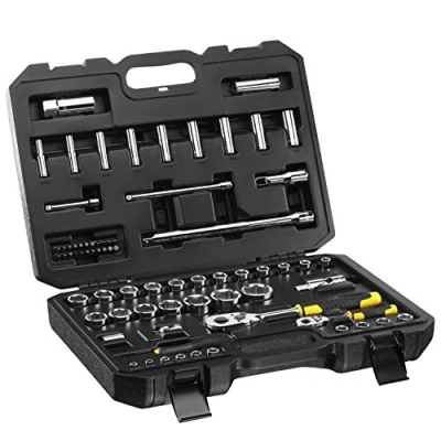 Image of STANLEY STMT82831 1 Set of ¼ Inch + ½ Sockets 72 Teeth 1/4 Ratchet 1/2 Compact and Durable Case with Metal Fasteners Pieces