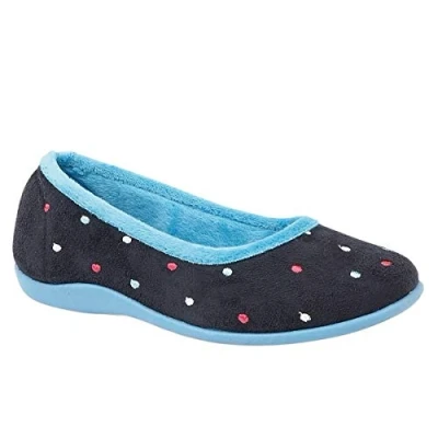 Image of Sleepers Womens Isla Memory Foam Dotted Ballerina Slippers Blue/Turquoise 8 UK