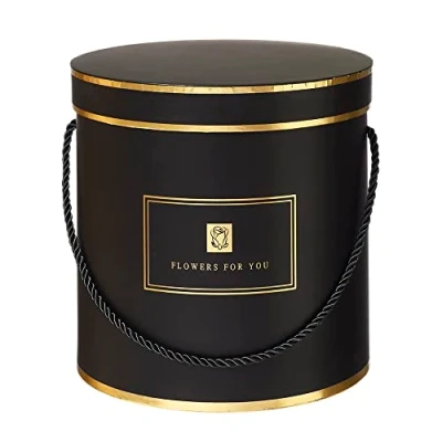 Image of OASIS® Hamilton Hat Box with Lid (set of 3), Premium Quality Round Flower Box, Birthday Wedding Valentines Christmas Party Favor Boxes, Gift Boxes for Luxury and Arrangements, Black