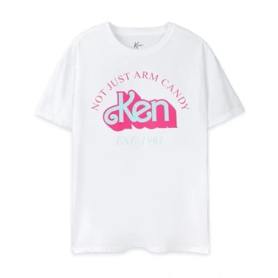 Image of Barbie Men&#039;s T Shirt in White Not Just Arm Candy Ken Novelty Movie Top for Adults Regular Fit Short Sleeve Retro Logo Graphic Tee Doll Fashion Film Merchandise Gift Him