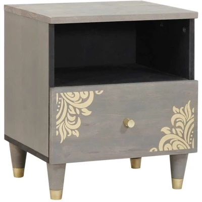 Image of vidaXL Bedside Cabinet Grey 40 x 33 46 cm Solid mango wood