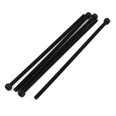 Image of Sourcingmap M3x100mm Fully Thread Hex Socket Head Knurled Cap Screw Bolt Black 5pcs