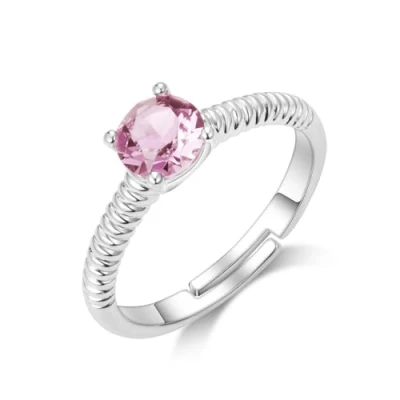 Image of Philip Jones Pink Adjustable Crystal Ring Created with Zircondia® Crystals