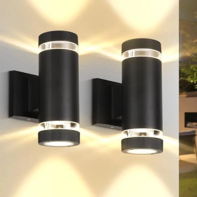 Image of CHENBEN Outdoor Wall Lights,Modern Front Door Lights,IP44 Waterproof up and Down Lights Outdoor,Aluminium Outside Mains Powered,Outdoor Downlights for Garden/Porch/Garage with GU10,2pcs