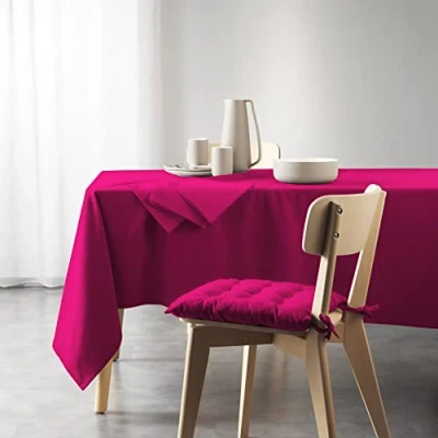 Image of Douceur d&#039;Intérieur, Rectangular Tablecloth (140 X 240 cm) Mistral Fuchsia, Recycled Cotton