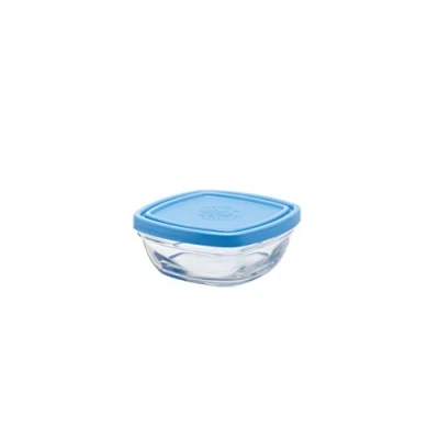 Image of DURALEX Made in France LYS Square Bowl with Lid, 10 Ounce