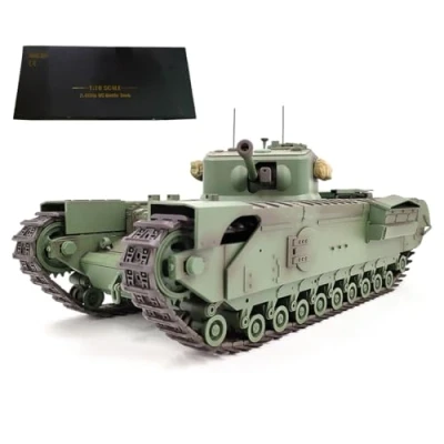 Image of BAUBAUPLAY Military Tank Model, 1/16 Scale Remote Control RC Tank, 2.4G Churchill Main Battle with Lights &amp; Sounds, Vehicle Toy for Adult