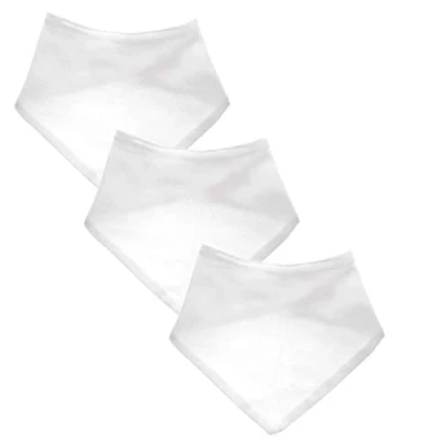 Image of Baby Bandana Bibs Newborn, 3 Pack, Dribble Bibs, 100% Cotton, Premium, Machine Washable White, One Size