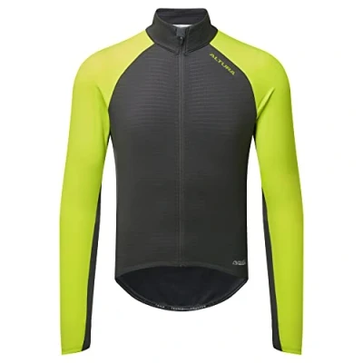 Image of Altura Mens Icon Long Sleeve Windproof Reflective Thermal Cycling Jersey Lime/Carbon Small