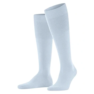 Image of FALKE Men&#039;s Airport M Kh Wool Cotton Long Plain 1 Pair Knee High Socks, Blue Light 6594, 7 8