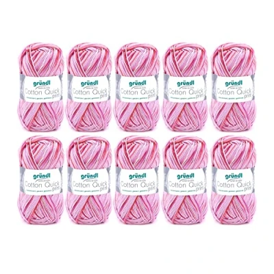 Image of Gründl Knitting Yarn, Cotton, Pink Fuchsia Multicoloured, 10 x 50g