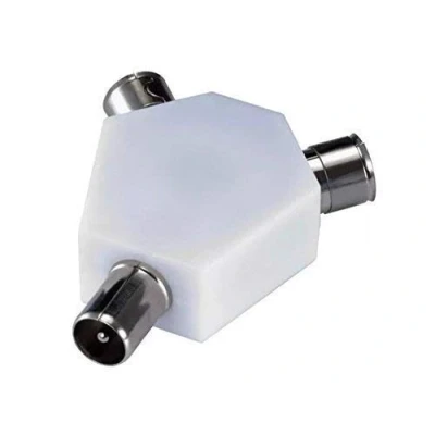 Image of 2 WAY TV AERIAL COAX COAXIAL SPLITTER Y ADAPTOR ARIEL DUAL CONVERTER CABLE