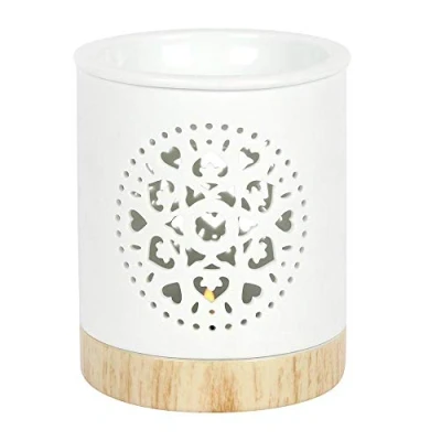 Image of Dashing White Ceramic Manadala Cut Out Oil Burner 11.5cm x 10.5cm (1 Pc.) Majestic Design, Premium Material Ideal for Home &amp; Office Decor